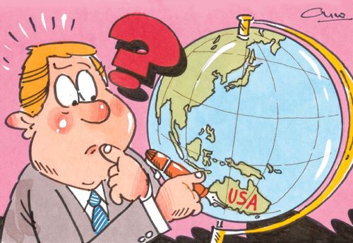 Man looking confused picking Australia as the USA