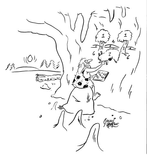 Caveman painting by numbers.