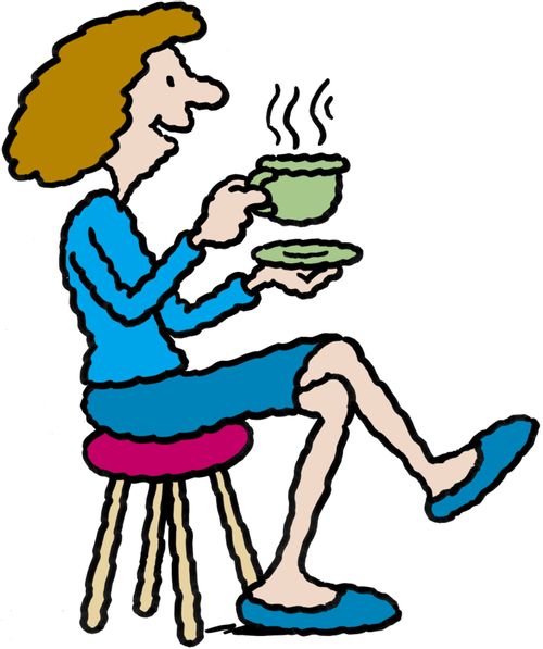 Lady enjoys a coffee break.