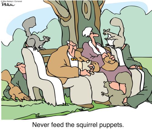 Never feed the squirrel puppets.
