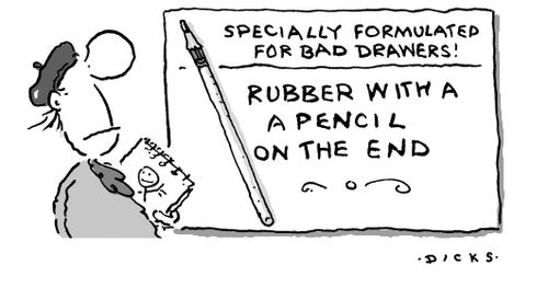 Specially formuated for bad drawers!  Rubber with a pencil on the end.