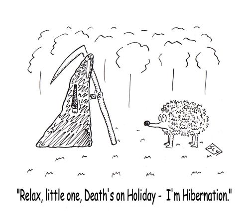 'Relax, little one, Death's on holiday - I'm hibernation.'