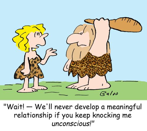 'Wait! -- We'll never develop a meaningful relationship if you keep knocking me unconscious!'
