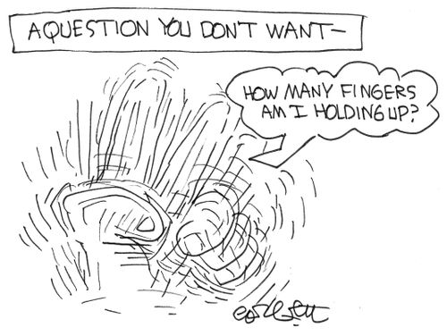 A question you don't want - "How many fingers am I holding up."