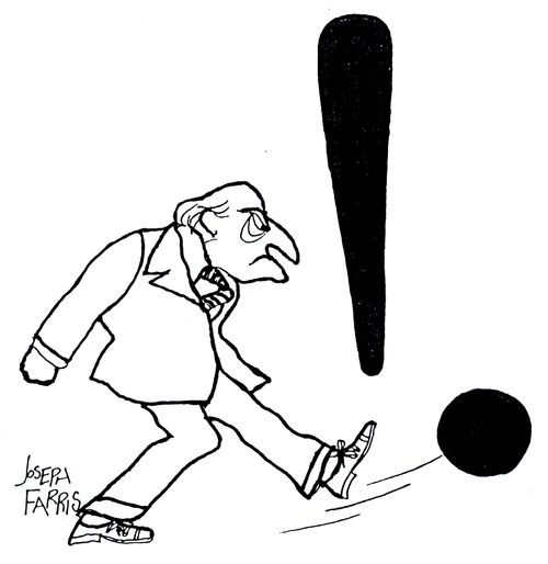 Man kicking Exclamation Mark.