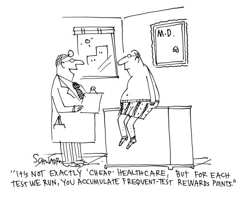 'It's not exactly 'cheap' healthcare, but for each test we run, you accumulate frequent-test reward points.'