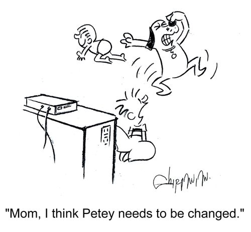 'Mom, I think Petey needs to be changed.'