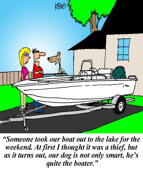 'Someone took our boat out to the lake for the weekend. At first I thought it was a thief, but as it turns out, our dog is not only smart, he's quite the boater.'