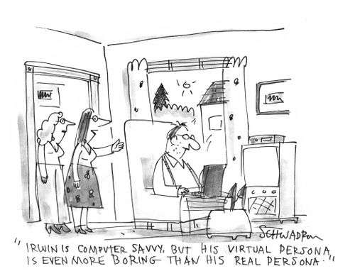 'Irwin is computer savvy, but his virtual persona is even more boring than his real persona.'