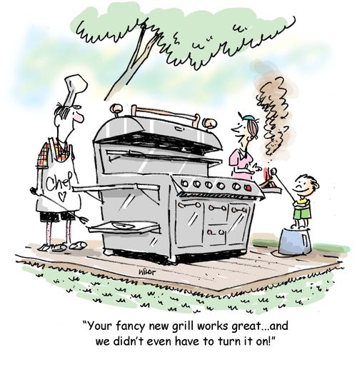 'Your fancy new grill works great. . .and we didn't even have to turn it on.'