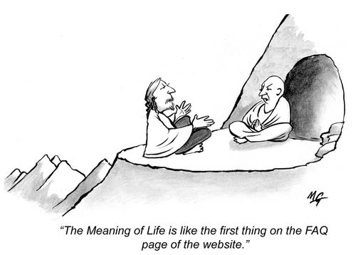 'The Meaning of Life is like the first thing on the FAQ page of the website.'