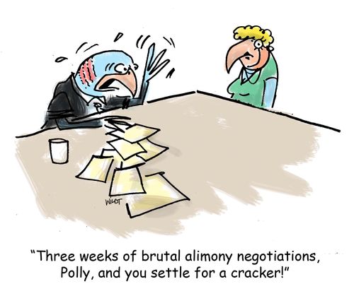 'Three weeks of brutal alimony negotiations, Polly, and you settle for a cracker!'