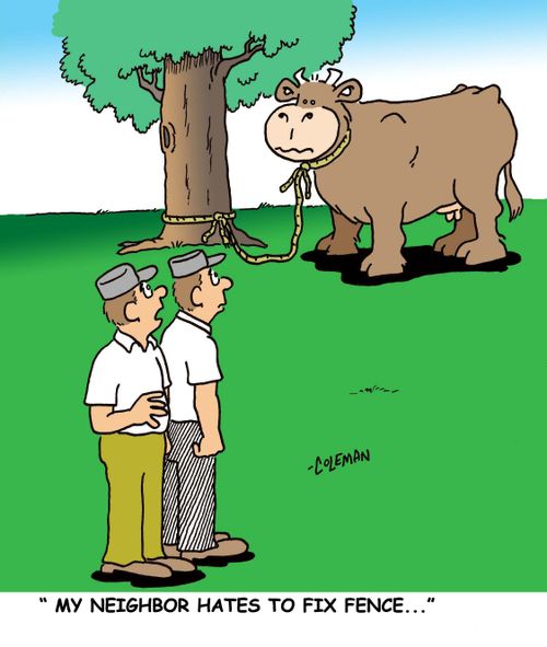 'My neighbor hates to fix fence...'