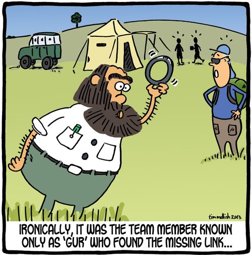 Ironically, it was the team member known only as 'Gur' who found the missing link...