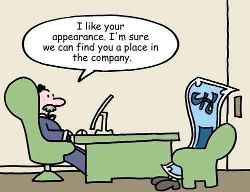 'I like your appearance. I'm sure we can find you a place in the company.'