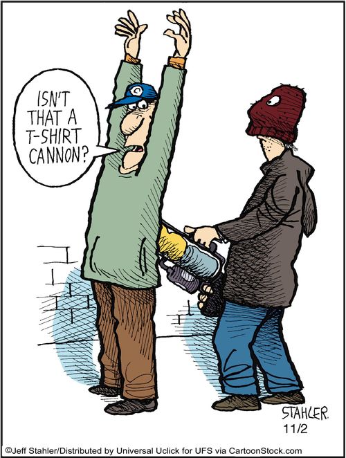 'Isn't that a T-shirt cannon?'