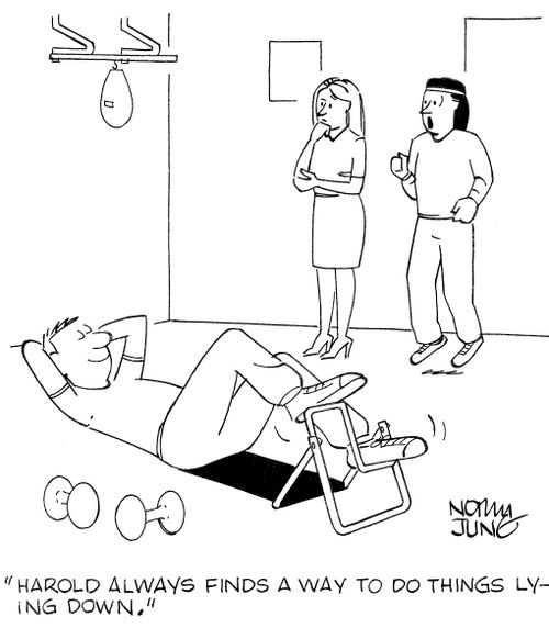 'Harold always finds a way to do things lying down.'