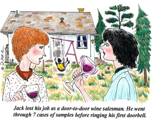 'Jack lost his job as a door-to-door salesman. He went through 7 cases of samples before ringing his first doorbell.'