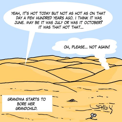 Grandma starts to bore her grandchild.