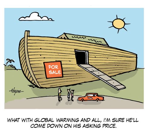 'What with global warming and all, I'm sure he'll come down on his asking price.'