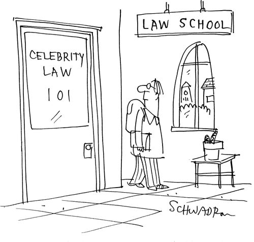 A Law student sees a class entitled Celebrity Law 101