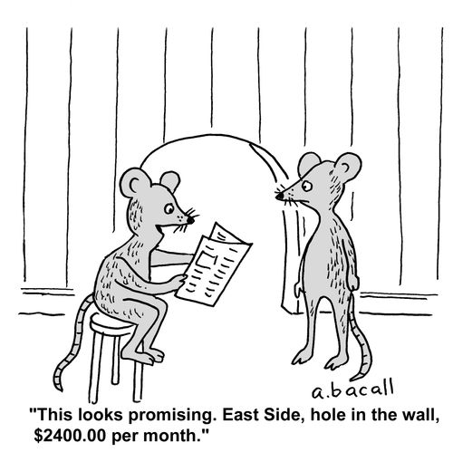 This looks promising. East Side, hole in the wall, $2400.00 per month.