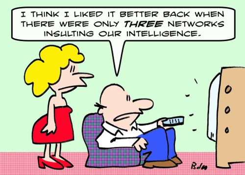 'I think I liked it better back when there were only three networks insulting our intelligence.'