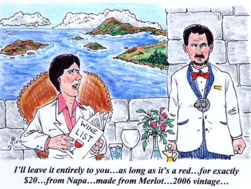 'I'll leave it entirely to you...as long as it's a red...for exactly $20...from Napa...made from Merlot...2006 vintage...'