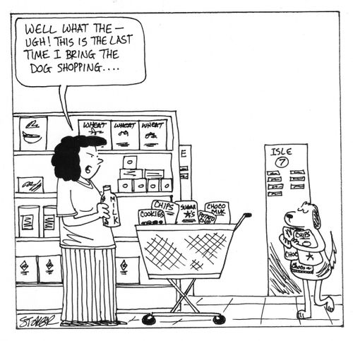 'Well what the - ugh! This is the last time I bring the dog shopping...'