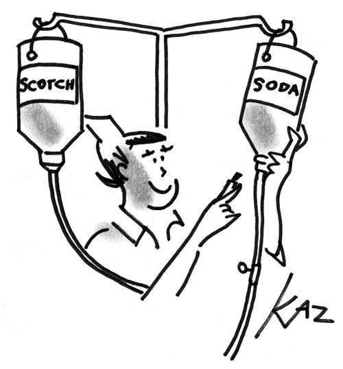 Scotch and soda on a drip.