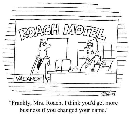 "...frankly, Mrs. Roach, I think you'd get more business if you changed your name."
