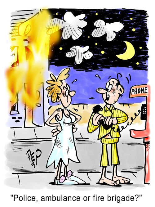 "Police, ambulance or fire brigade?"