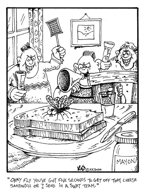 "You've got the five seconds to get off that cheese sandwich or I send in a swat team."