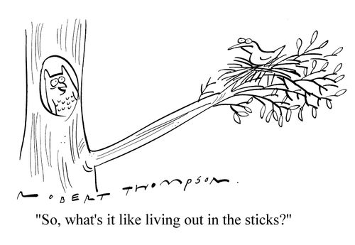"So what's it like living out in the sticks"