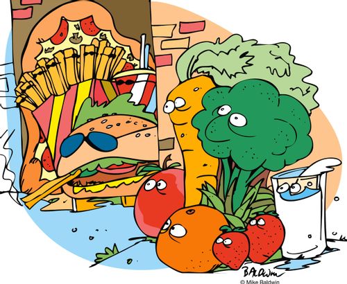 Vegetables VS Junk Food.