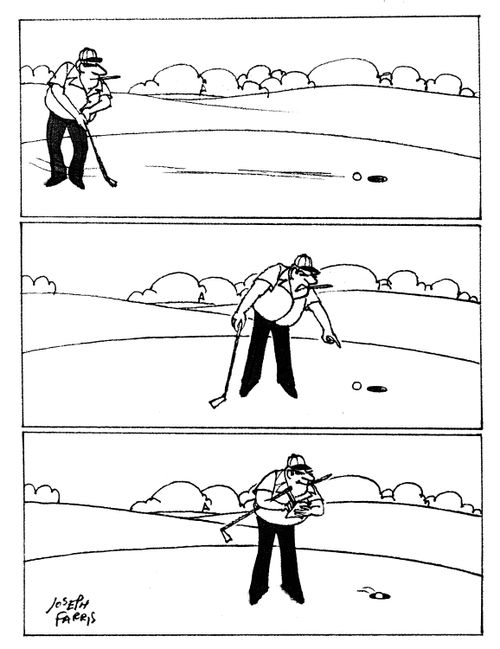 Golfer Shouts at Ball to Go Into Hole.