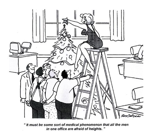 'It must be some sort of medical phenomenon that all the men in one office are afraid of heights.'