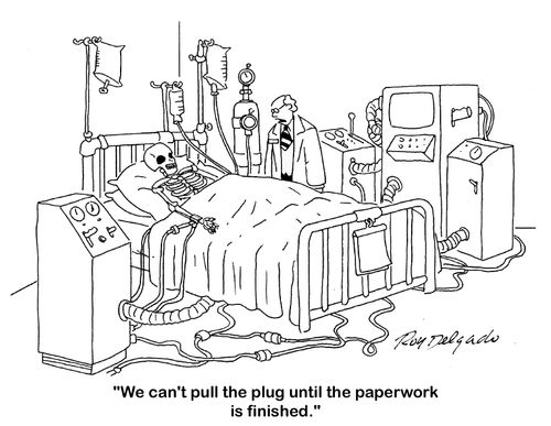 'We can't pull the plug until the paperwork is finished.'