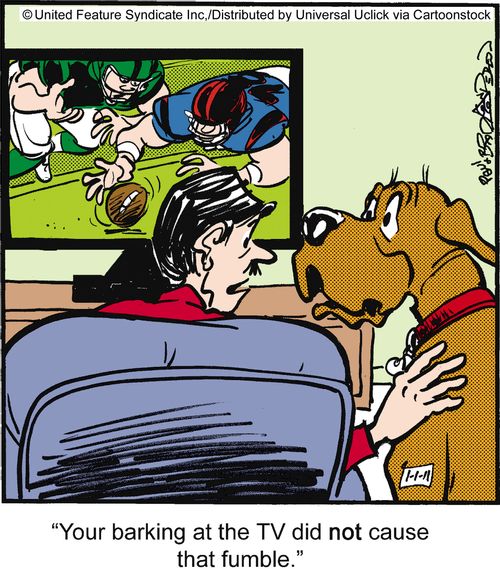 'Your barking at the TV did not cause that fumble.'