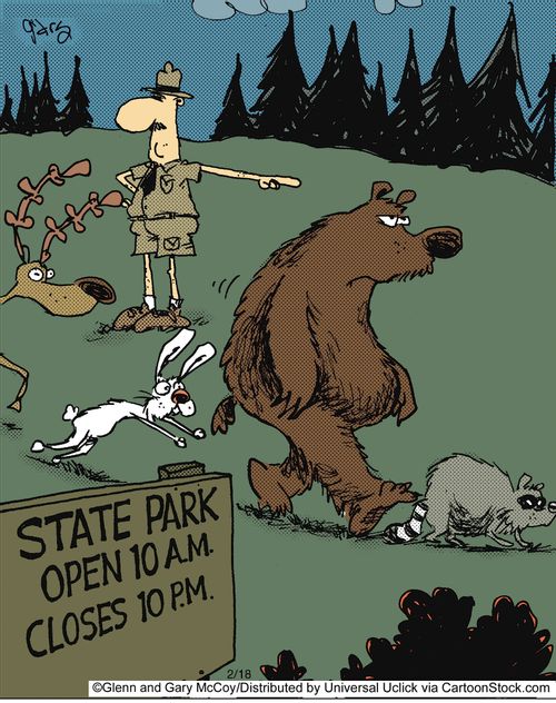 State Park opening times.