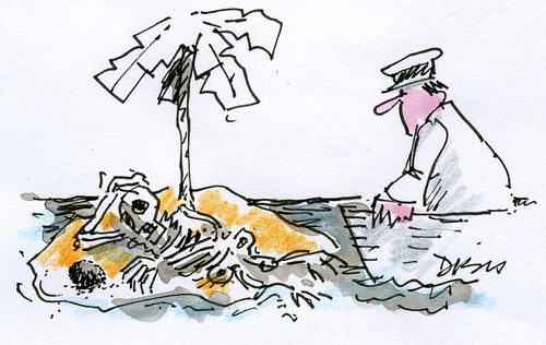 Rescuers Arrive too late at the Desert Island.