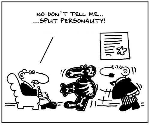 'No, don't tell me...split personality.'