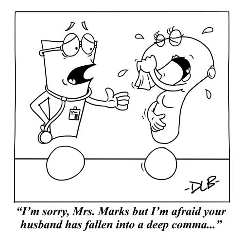 'I'm sorry, Mrs. Marks but I'm afraid your husband has fallen into a deep comma...'