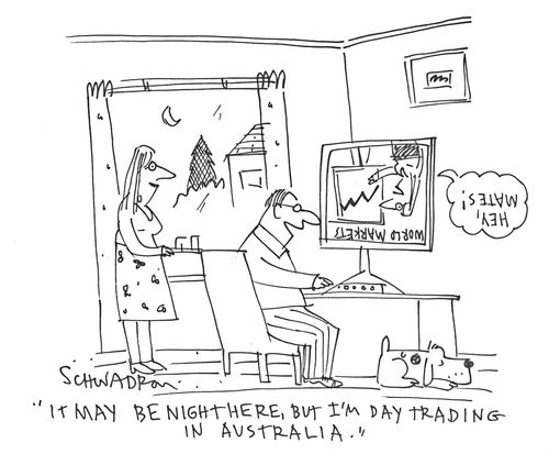 'It may be night here, but I'm day trading in Australia.'