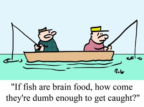 'If fish are brain food, how come they're dumb enough to get caught?'