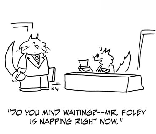 'Do you mind waiting? - Mr. Foley is napping right now.'