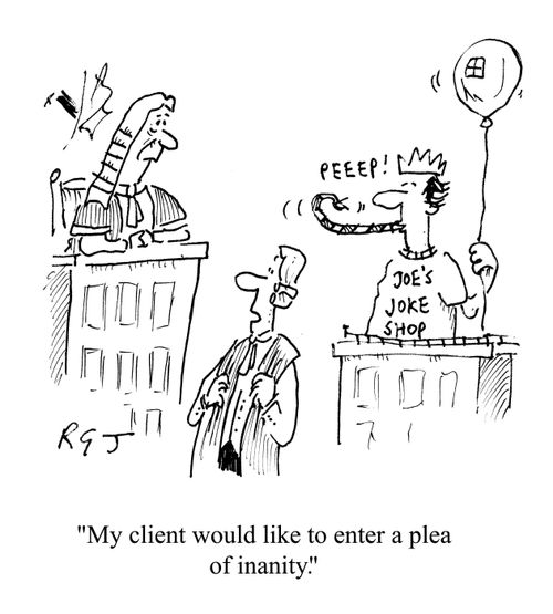 'My client would like to enter a plea of inanity.'