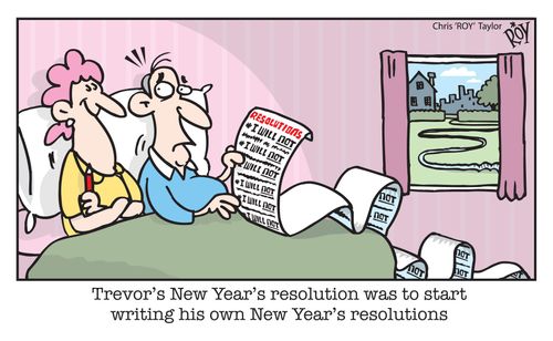 Trevor's New Year's resolution was to start writing his own New Year's resolutions.