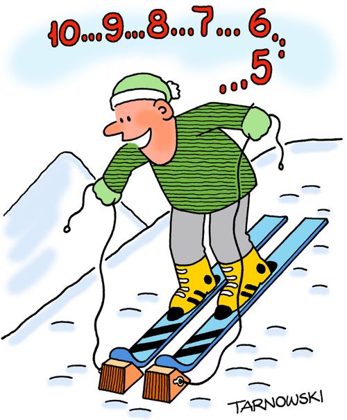 Skier with chocks.