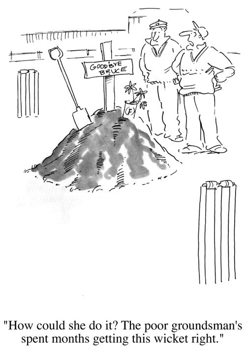 "How could she do it, the poor groundsman's spent months getting this wicket right."